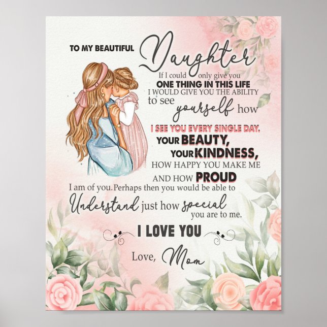 Daughter Gift | Letter To My Daughter From Mom Poster (Front)