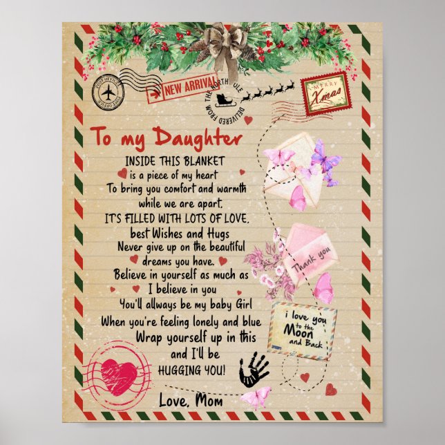 Daughter Gift | Letter To My Daughter From Mom Poster (Front)
