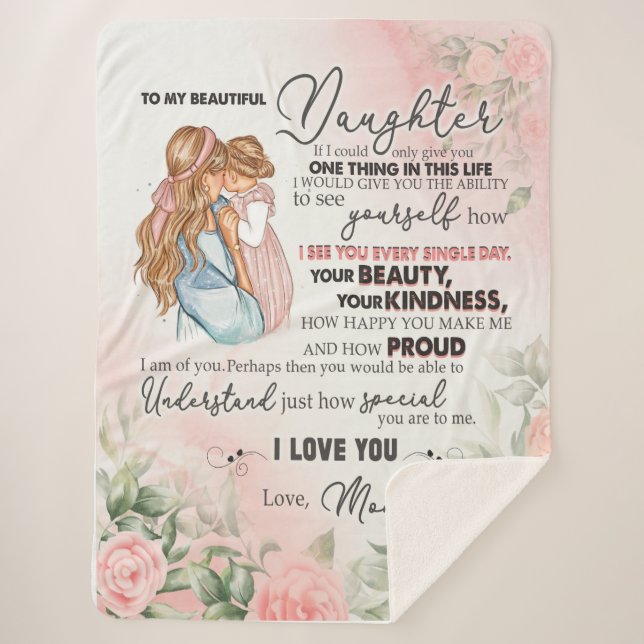 Daughter Gift | Letter To My Daughter From Mom Sherpa Blanket (Front)