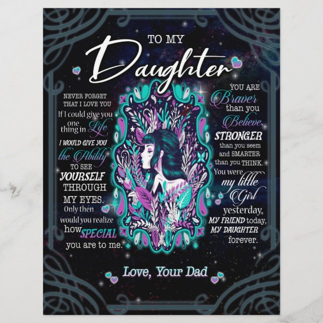 Daughter Gifts | Letter To My Daughter From Dad Letterhead (Front)