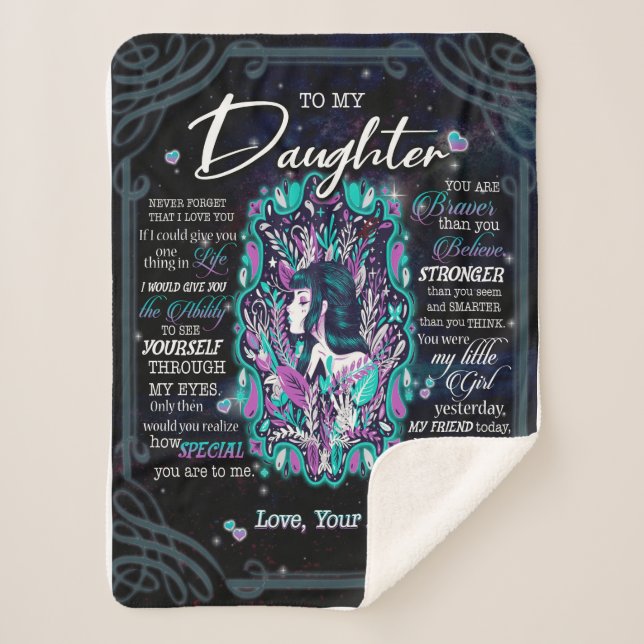 Daughter Gifts | Letter To My Daughter From Dad Sherpa Blanket (Front)