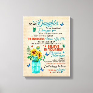 Daughter Gifts   Letter To My Daughter From Mom Canvas Print