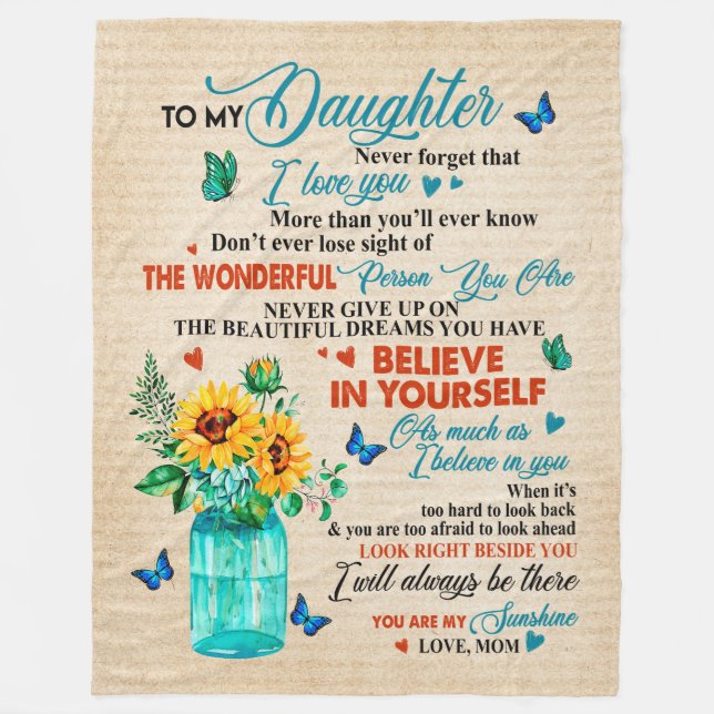 Daughter Gifts | Letter To My Daughter From Mom Fleece Blanket (Front)