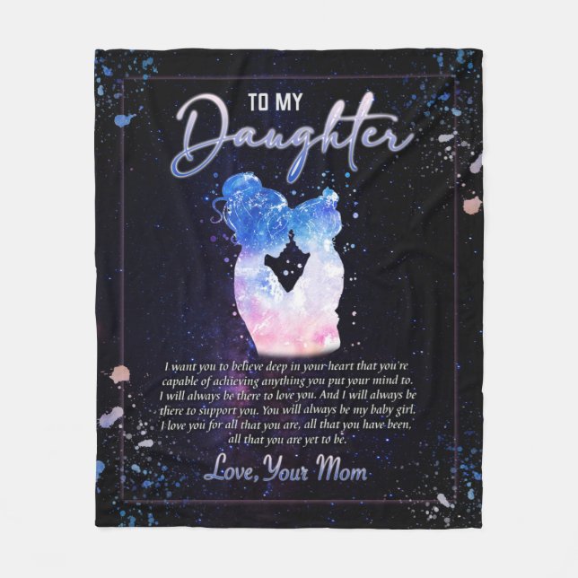 Daughter Gifts | Letter To My Daughter From Mom Fleece Blanket (Front)