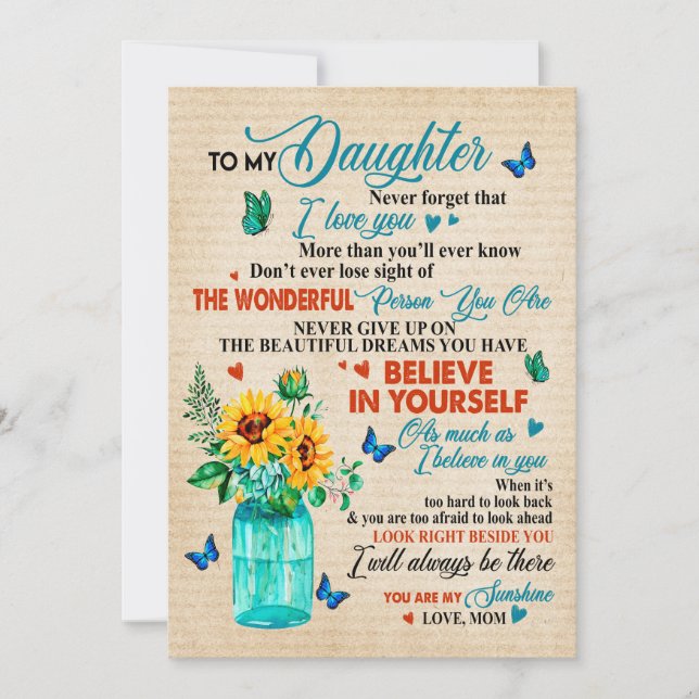Daughter Gifts | Letter To My Daughter From Mom Holiday Card (Front)