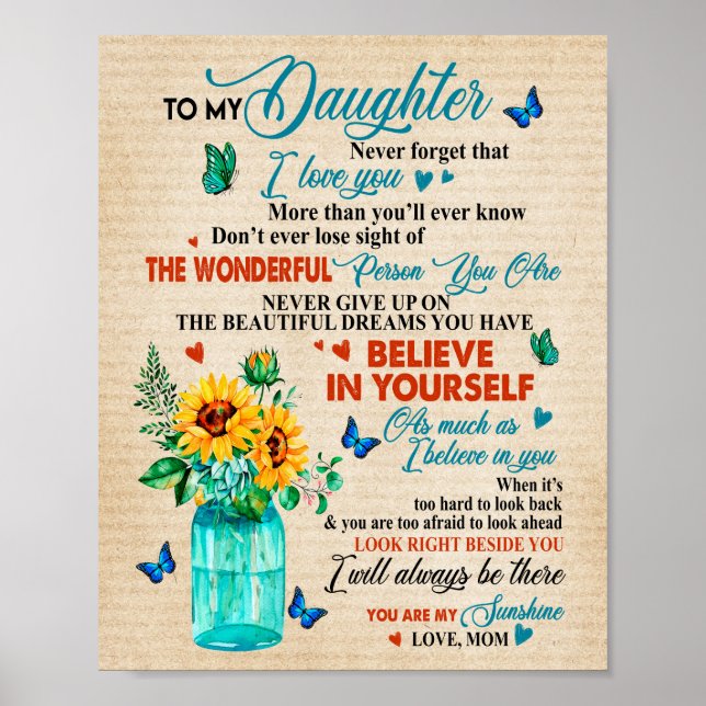 Daughter Gifts | Letter To My Daughter From Mom Poster (Front)