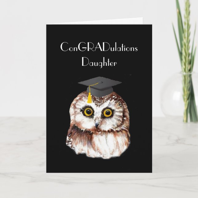 Daughter Graduation Congratulations Cute Wise Owl Card (Front)