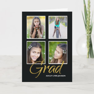 Daughter Graduation Four Photo Customizable Card