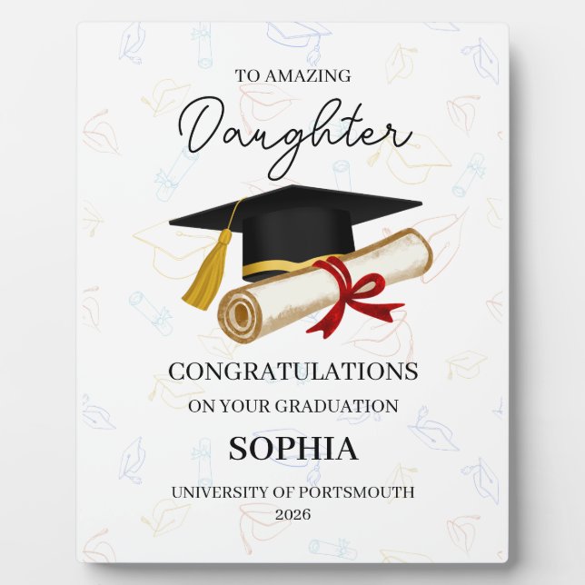 Daughter Graduation Keepsake Name Year  Plaque (Front)