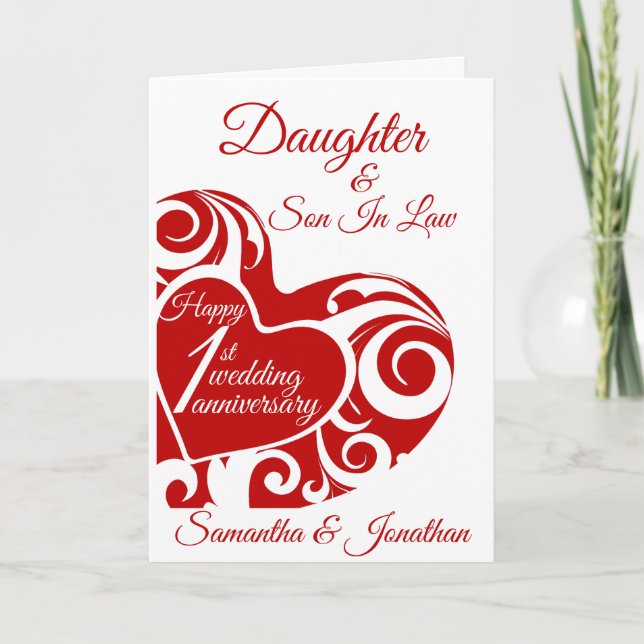 Daughter Happy 1st Wedding Anniversary Card (Front)
