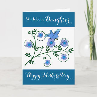 Daughter / Happy Mother's Day - Flowers and Bird Card