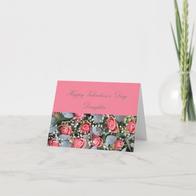 Daughter Happy Valentine's Day Roses Holiday Card (Front)