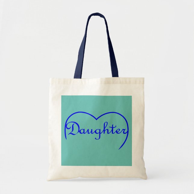 Daughter heart in blue tote bag (Front)
