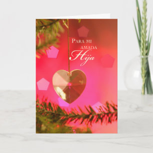Daughter Heart on Tree, Christmas Spanish Holiday Card