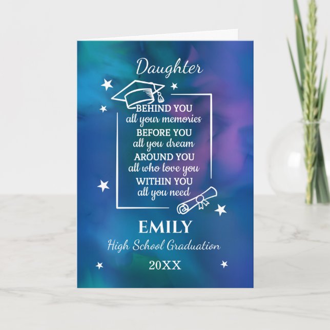 Daughter High School Graduation Name Year  Card (Front)