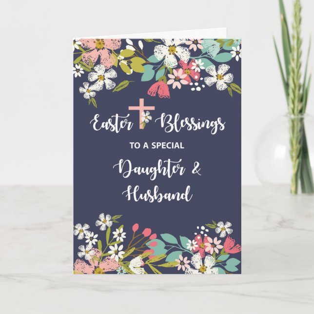 Daughter & Husband Easter Blessings Risen Christ Card (Front)