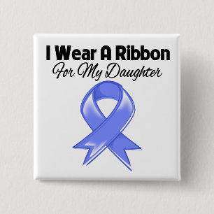 Daughter - I Wear Periwinkle Ribbon 2 Inch Square Button