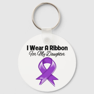 Daughter - I Wear Purple Ribbon Keychain