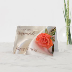 Daughter-in-Law, a birthday card with a pink rose