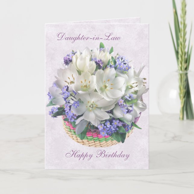 Daughter-in-Law Birthday Card with white Crocuses. (Front)