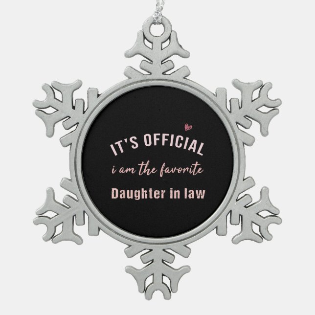 Daughter In Law Birthday Christmas  From Mor Snowflake Pewter Christmas Ornament (Front)