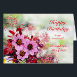 Daughter in Law Birthday Pink Flowers<br><div class="desc">A birthday card for your daughter-in-law. Pink hellebore flowers,  also known as the christmas rose,  set against a background of red leaves from the cotinus shrub.</div>
