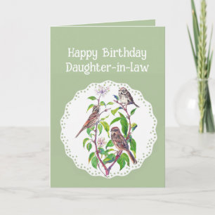 Daughter-in-law Birthday Song Sparrows, Cute Birds Card