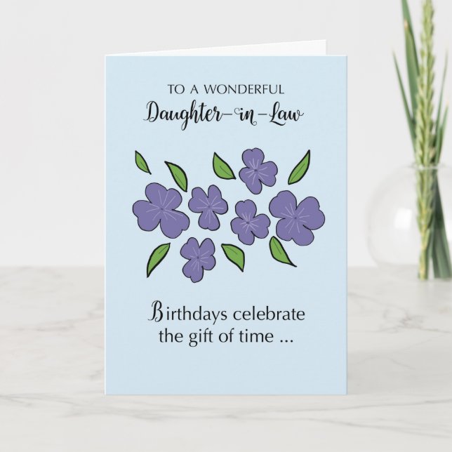 Daughter In Law Birthday with Violet Flowers Card (Front)