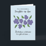 Daughter In Law Birthday with Violet Flowers Card<br><div class="desc">An elegant and beautiful Birthday card that your Daughter-in-Law will certainly like. Perfect for a woman who loves flowers and nature. As birthdays celebrate the gift of time,  this birthday celebrates the gift of your daughter-in-law. Light blue background sets off the violets!</div>