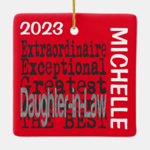 Daughter-In-Law Extraordinaire CUSTOM Ceramic Ornament