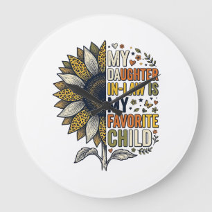 Daughter In Law Favorite Child Sunflower Vintage S Large Clock
