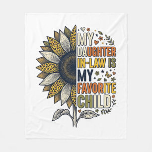 Daughter In Law Favourite Child Sunflower Vintage Fleece Blanket