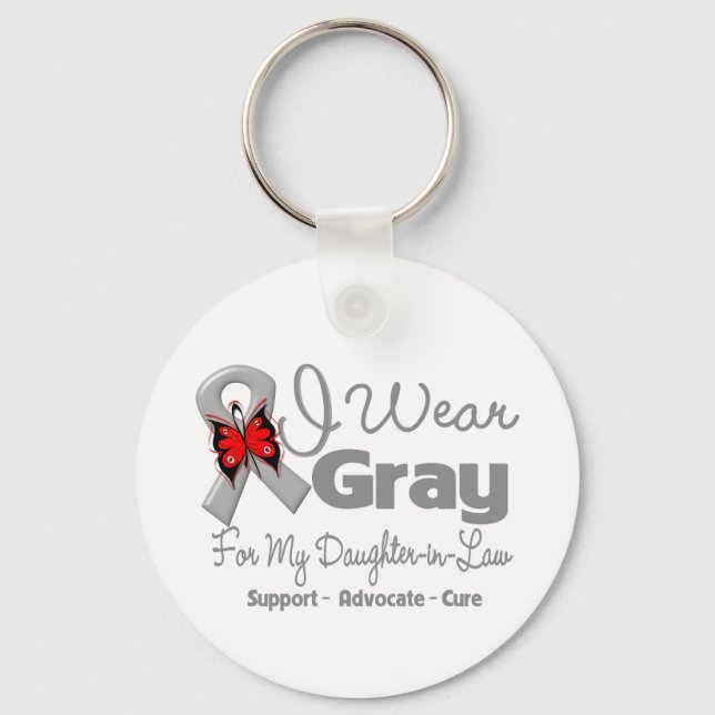 Daughter-in-Law - Grey Ribbon Awareness Keychain (Front)