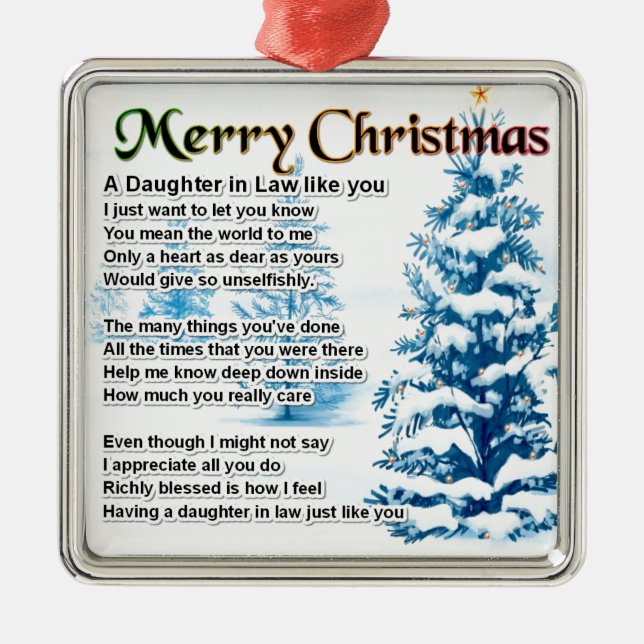Daughter in Law Poem - Christmas Design Metal Ornament (Front)