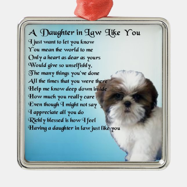 Daughter in Law Poem - Shih-Tzu Design Metal Ornament (Front)