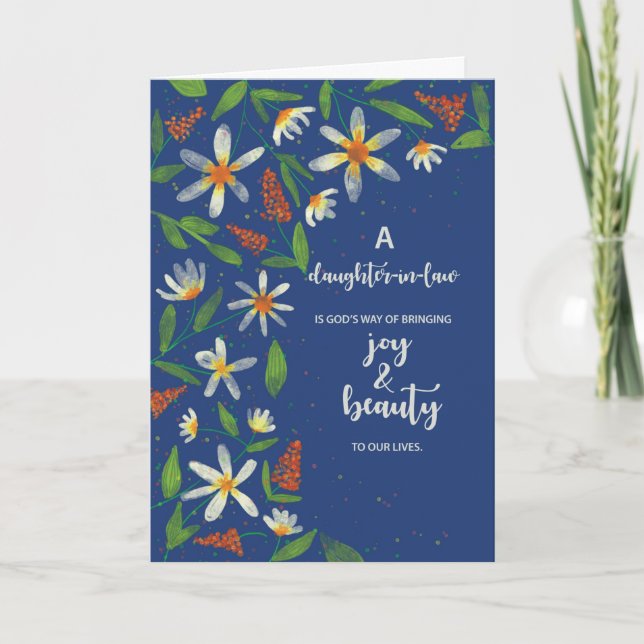 Daughter in Law Religious Birthday Daisies Card (Front)