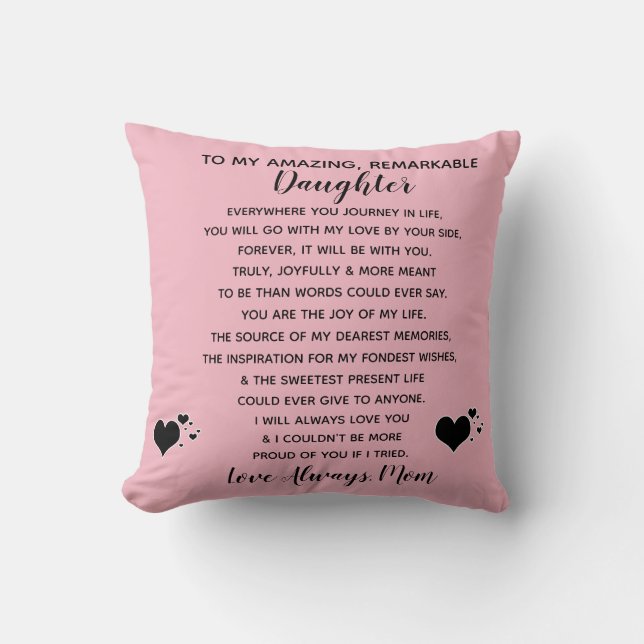 daughter love mom throw pillow (Front)