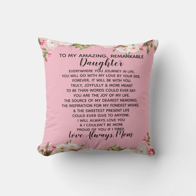daughter love mom throw pillow (Front)
