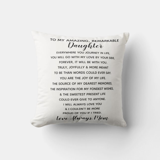 daughter love mom throw pillow (Front)
