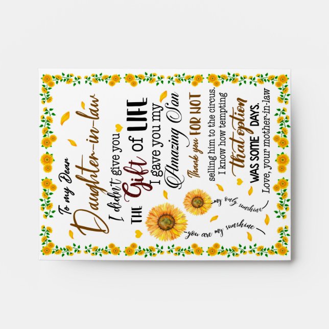 Daughter Lovers | To My Dear Daughter-In-Law Envelope (Front)