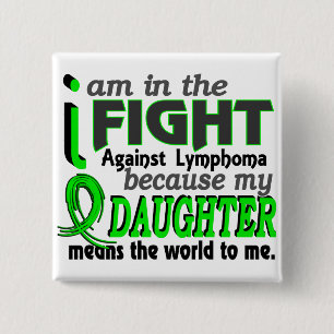 Daughter Means The World To Me Lymphoma 2 Inch Square Button