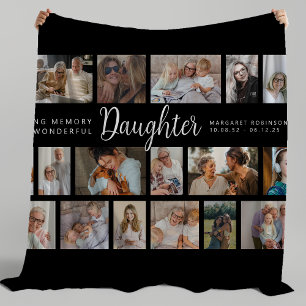 Daughter Memorial 18 Photo Collage Fleece Blanket