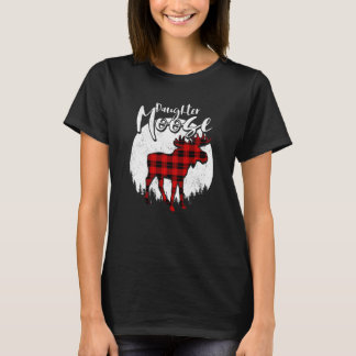 Daughter Moose Red Plaid Buffalo Matching Family P T-Shirt
