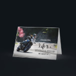 Daughter Motorcycle Themed Birthday on Curve Card<br><div class="desc">Life’s a winding road so lean in … and hug every curve to a very happy birthday. Motorcycle themed birthday card for a daughter with a female motorcyclist on a curve in the road. Pink coloured balloons are attached to the motorcycle for a festive image. Art, image, and verse copyright...</div>