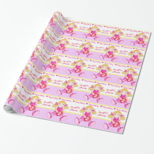 Daughter name rag doll 2nd birthday wrap wrapping paper