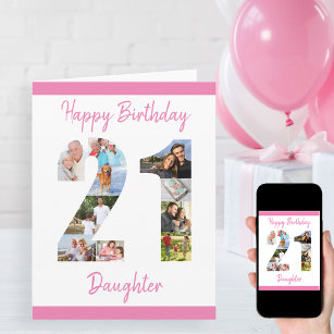 Daughter Number 21 Photo Collage Big 21st Birthday Card