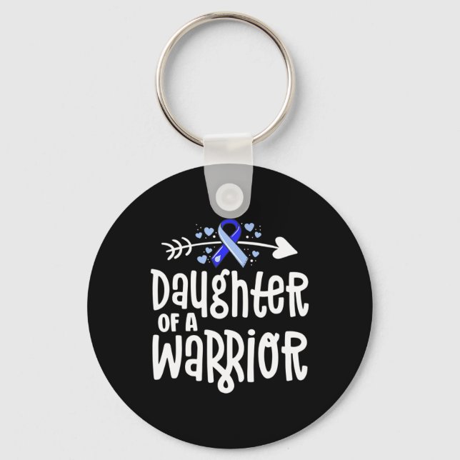 Daughter Of A Warrior Hydrocephalus Awareness Fami Keychain (Front)