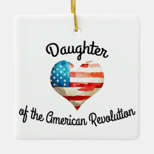 Daughter of the American Revolution DAR heart Ceramic Ornament