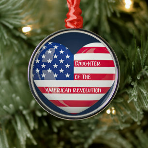 Daughter of the American Revolution DAR heart USA Metal Ornament