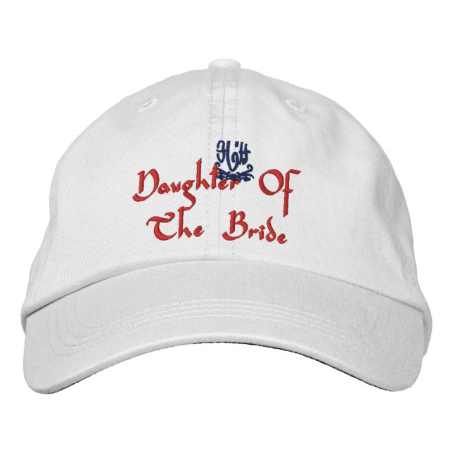 Daughter Of The Bride Wedding White Embroidered Hat (Front)